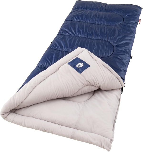 Coleman Brazos 20°F/30°F Adult Sleeping Bag, Cool-Weather Sleeping Bag with No-Snag Zipper & Stuff Sack, Machine Washable