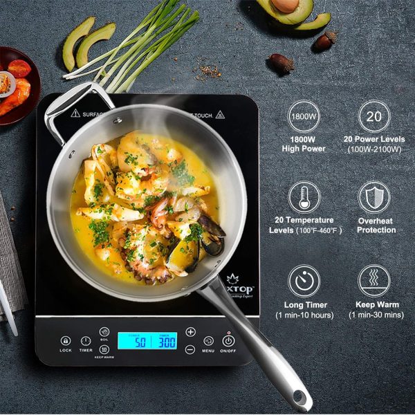 Duxtop Portable Induction Cooktop Burner, Induction Hot Plate with LCD Sensor Touch 1800 Watts, Silver 9600LS/BT-200DZ - Image 2