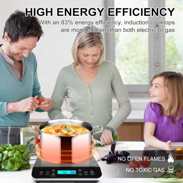 Duxtop Portable Induction Cooktop Burner, Induction Hot Plate with LCD Sensor Touch 1800 Watts, Silver 9600LS/BT-200DZ - Image 3