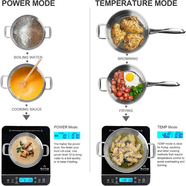 Duxtop Portable Induction Cooktop Burner, Induction Hot Plate with LCD Sensor Touch 1800 Watts, Silver 9600LS/BT-200DZ - Image 5