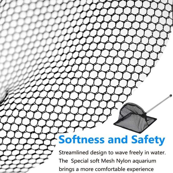 Fish Net for Fish Tank, Fine Mesh Aquarium Net with 9-24 Inch Stainless Steel Long Handle, Extendable Fishing Tank Net for Fish Shrimp Tank, Pond, Creek (4 inch) - Image 4