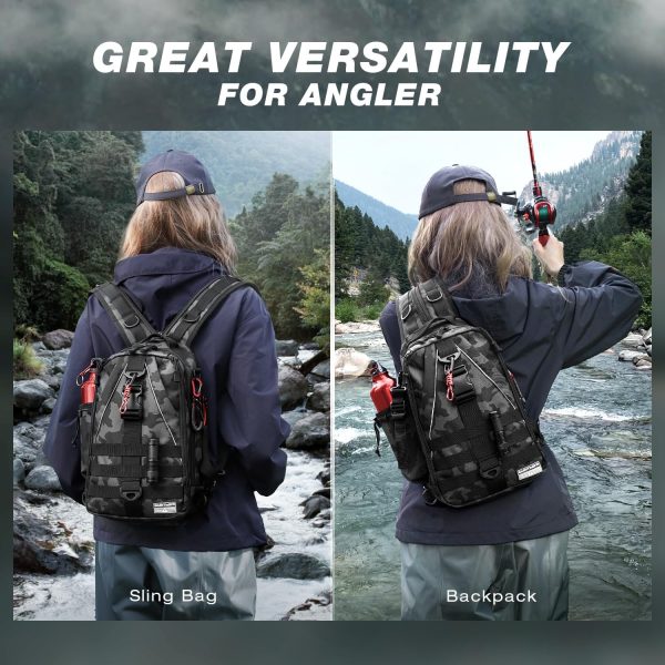 Ghosthorn Fishing Backpack Tackle Sling Bag - Fishing Backpack with Rod Holder - Tackle Box Fly Fishing Gifts for Men Women - Image 2