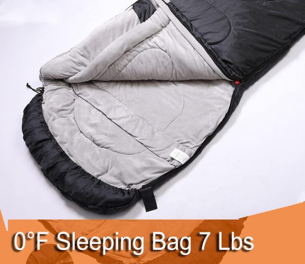 Large 0 Degree Sleeping Bags for Adults Cold Weather Sleeping Bag Camping Winter Below Zero 20 15 Flannel Big and Tall XXL - Image 4