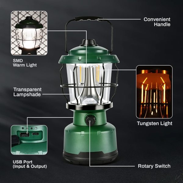 LED Camping Lantern, Rechargeable Batteries Powered Lantern 2500LM, Water Resistant Emergency Lantern for Power Outage, Hurricane, Hiking - Image 6