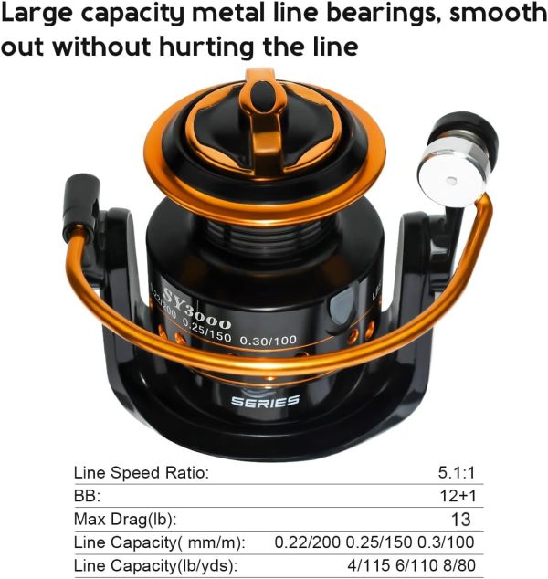 Summer and Centron Spinning Reels, 12 +1 BB Light Weight & Ultra Smooth Reel for Ice/Summer 3000/1000 Fishing Reel by QINGLER - Image 2