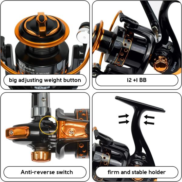 Summer and Centron Spinning Reels, 12 +1 BB Light Weight & Ultra Smooth Reel for Ice/Summer 3000/1000 Fishing Reel by QINGLER - Image 3